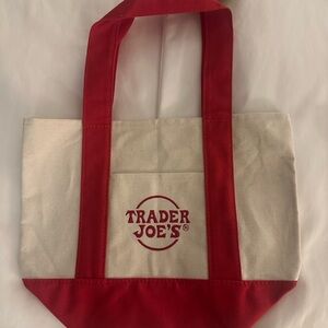 Trader Joe's Red and Cream Tote Bag